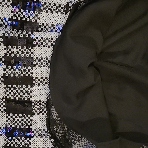 DRAPER JAMES WOMENS BLACK & WHITE SEQUIN SHEATH DRESS SIZE 4 - Picture 10 of 15